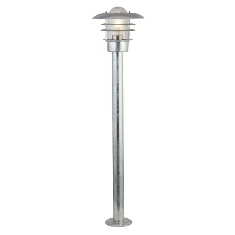 Searchlight Conrad Buitenpaal - Gegalvaniseerd zilver metaal en helder glas