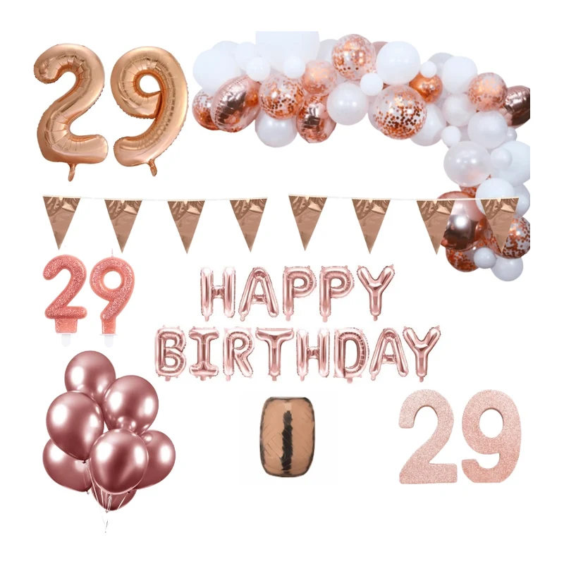 29 jaar Verjaardag Versiering Pakket Rosé goud XL