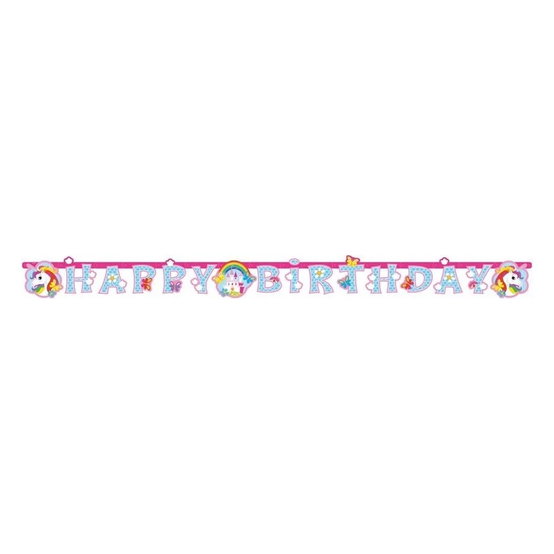 Unicorn Happy Birthday slinger 180cm
