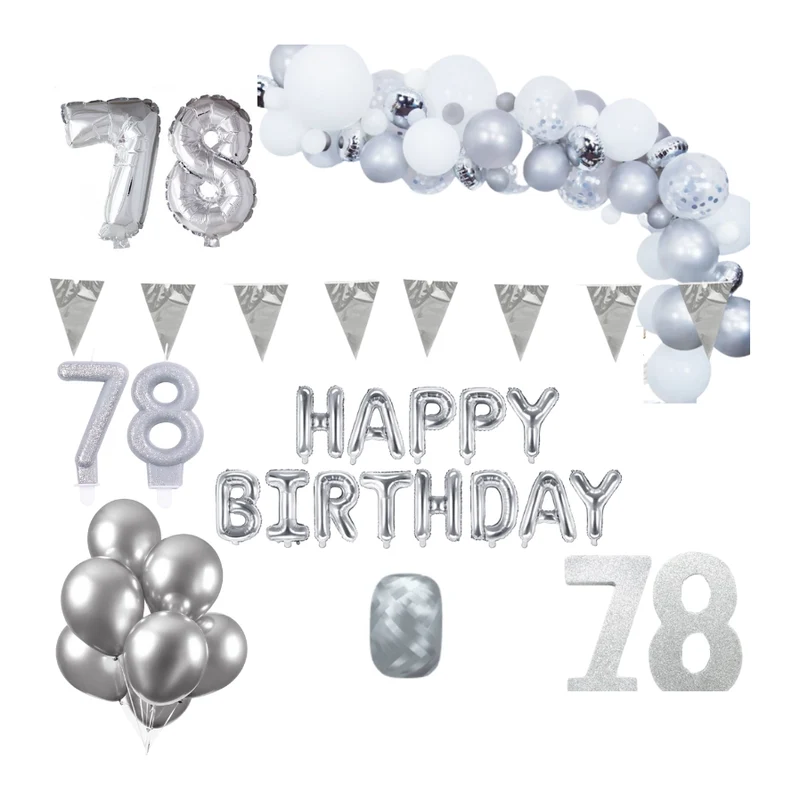 78 jaar Verjaardag Versiering Pakket Zilver XL