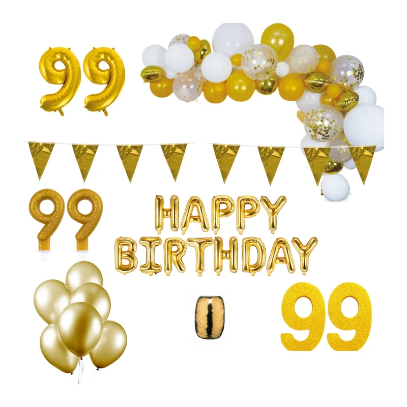 99 jaar Verjaardag Versiering Pakket Goud XL