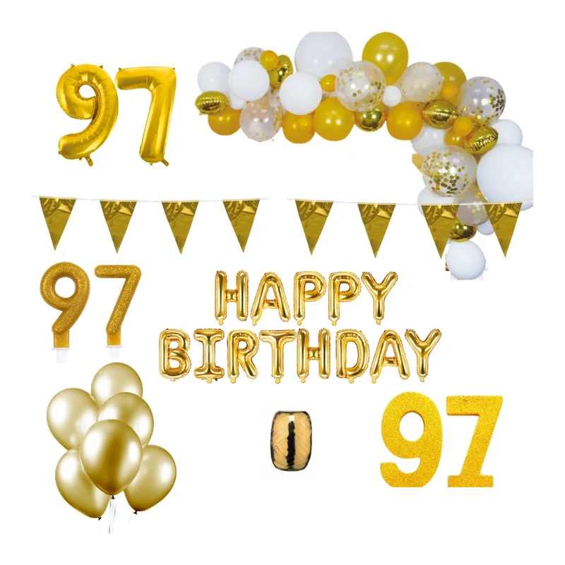 97 jaar Verjaardag Versiering Pakket Goud XL