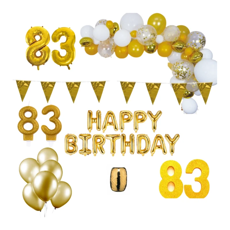 83 jaar Verjaardag Versiering Pakket Goud XL