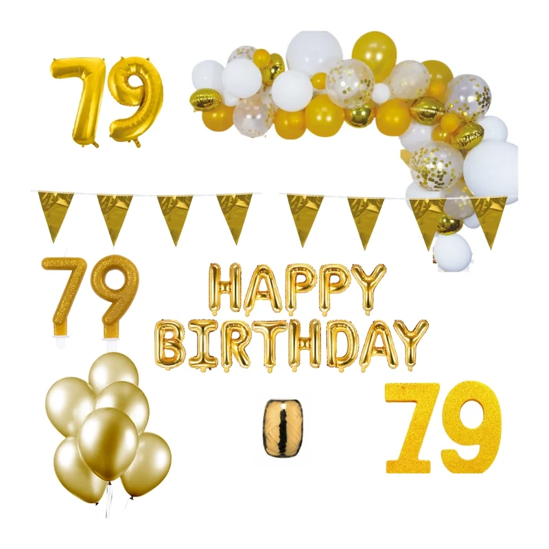 79 jaar Verjaardag Versiering Pakket Goud XL