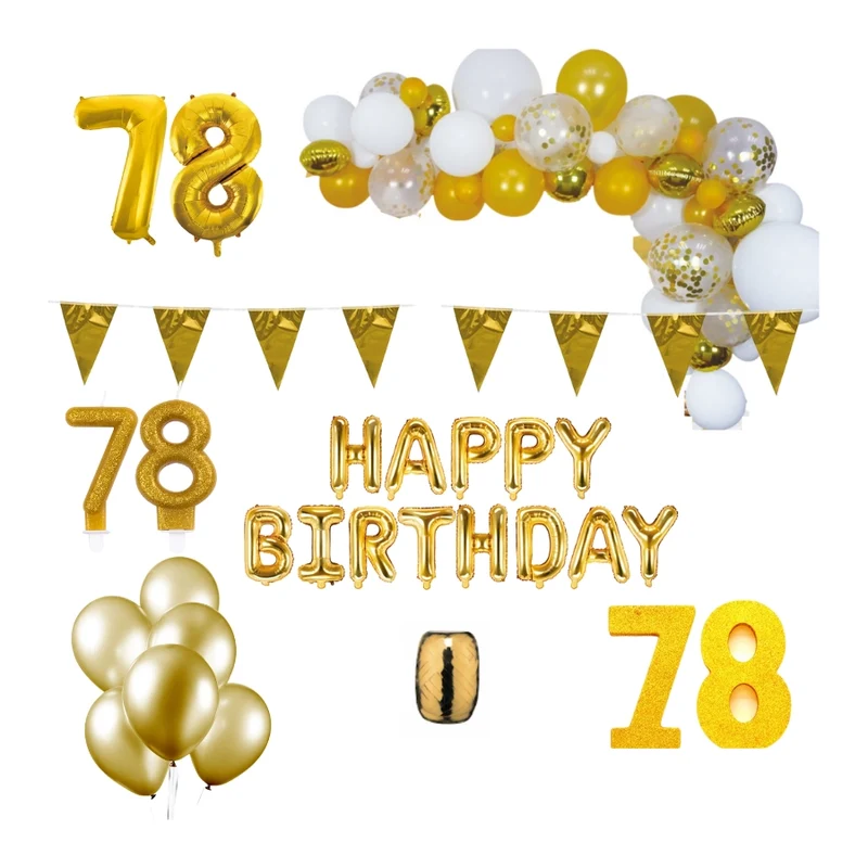 78 jaar Verjaardag Versiering Pakket Goud XL