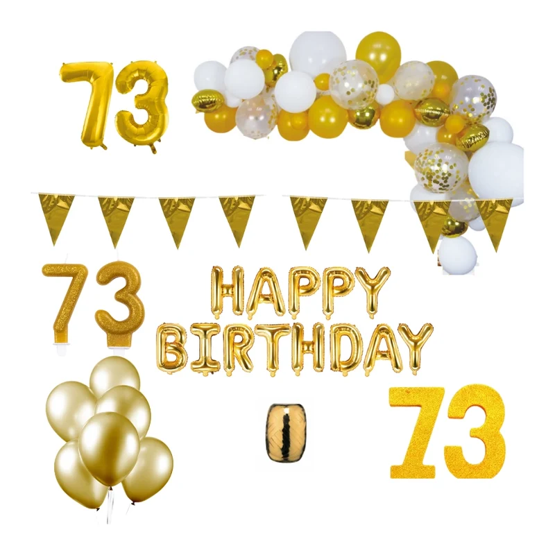 73 jaar Verjaardag Versiering Pakket Goud XL