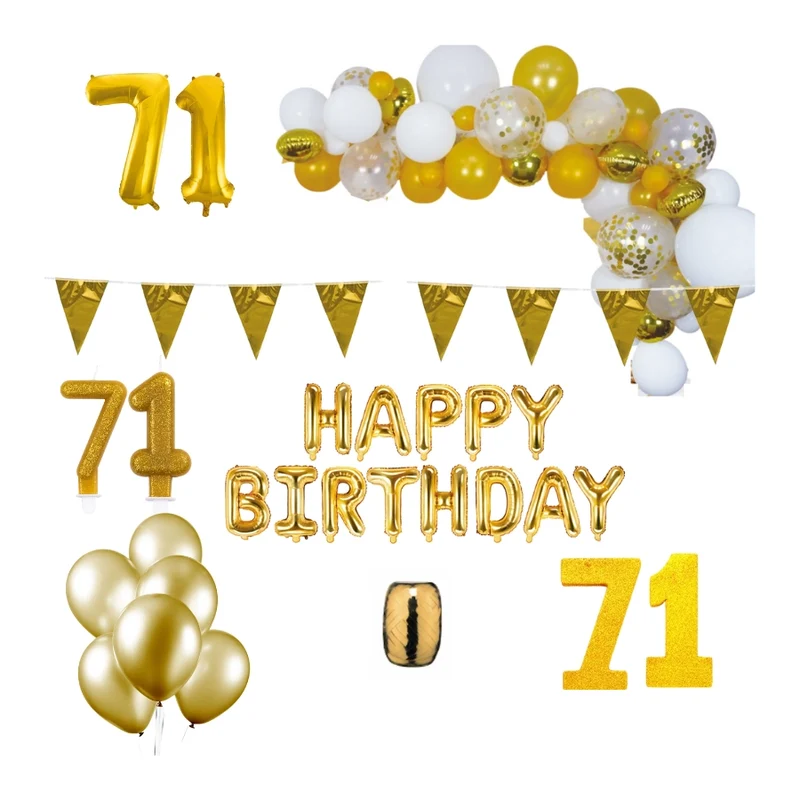 71 jaar Verjaardag Versiering Pakket Goud XL