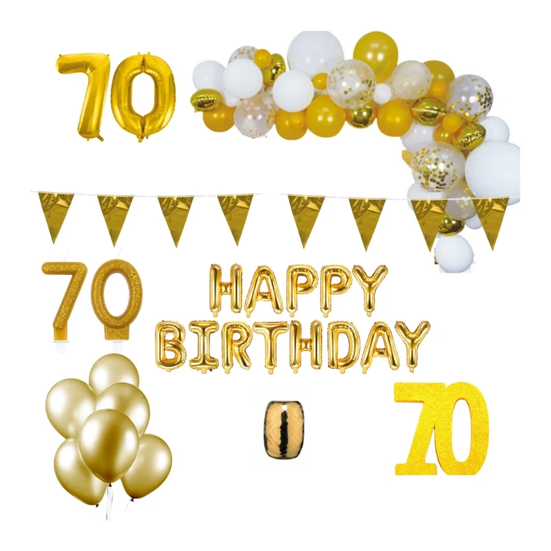 70 jaar Verjaardag Versiering Pakket Goud XL