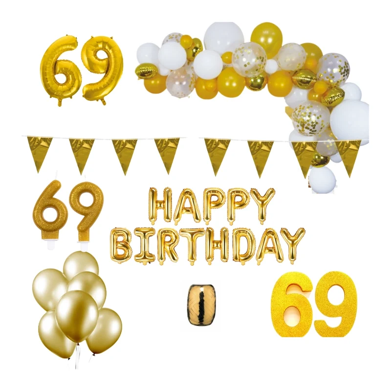 69 jaar Verjaardag Versiering Pakket Goud XL