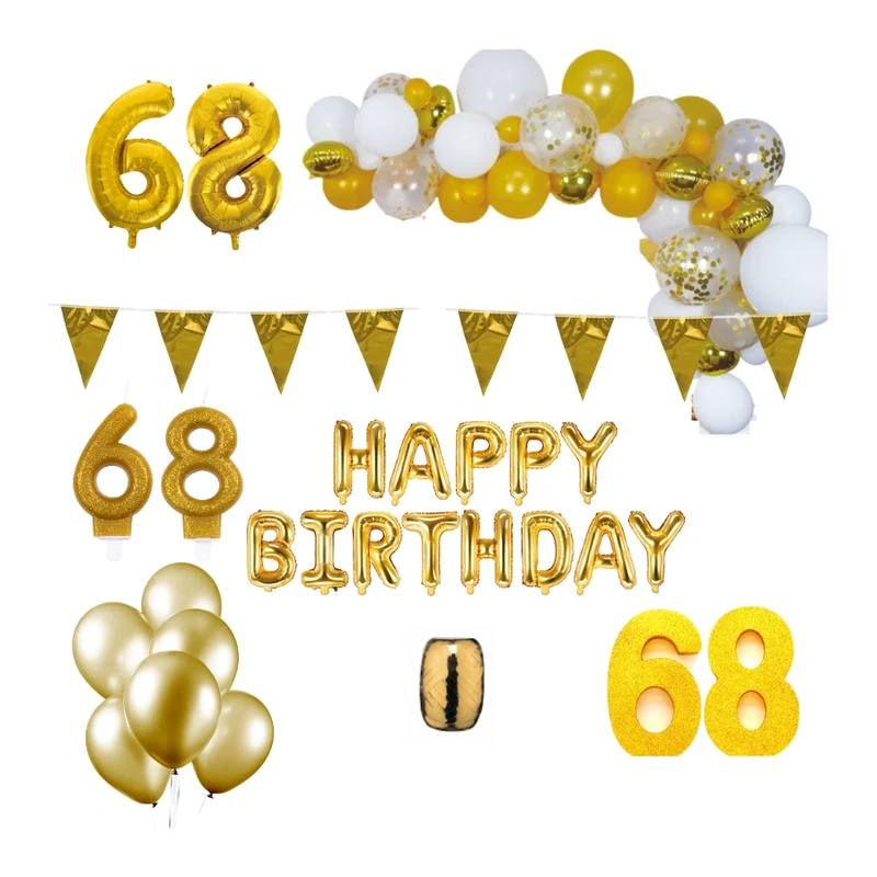 68 jaar Verjaardag Versiering Pakket Goud XL