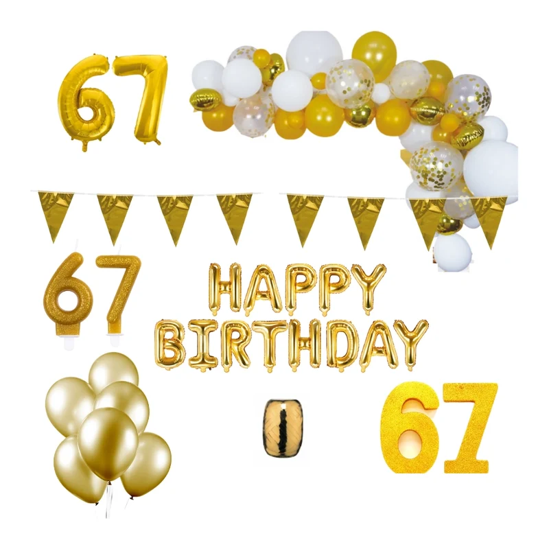 67 jaar Verjaardag Versiering Pakket Goud XL