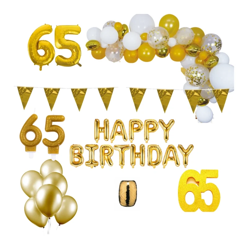 65 jaar Verjaardag Versiering Pakket Goud XL