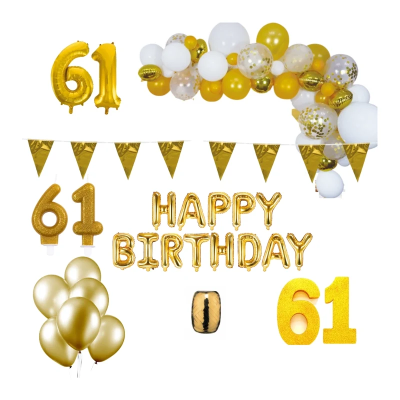 61 jaar Verjaardag Versiering Pakket Goud XL