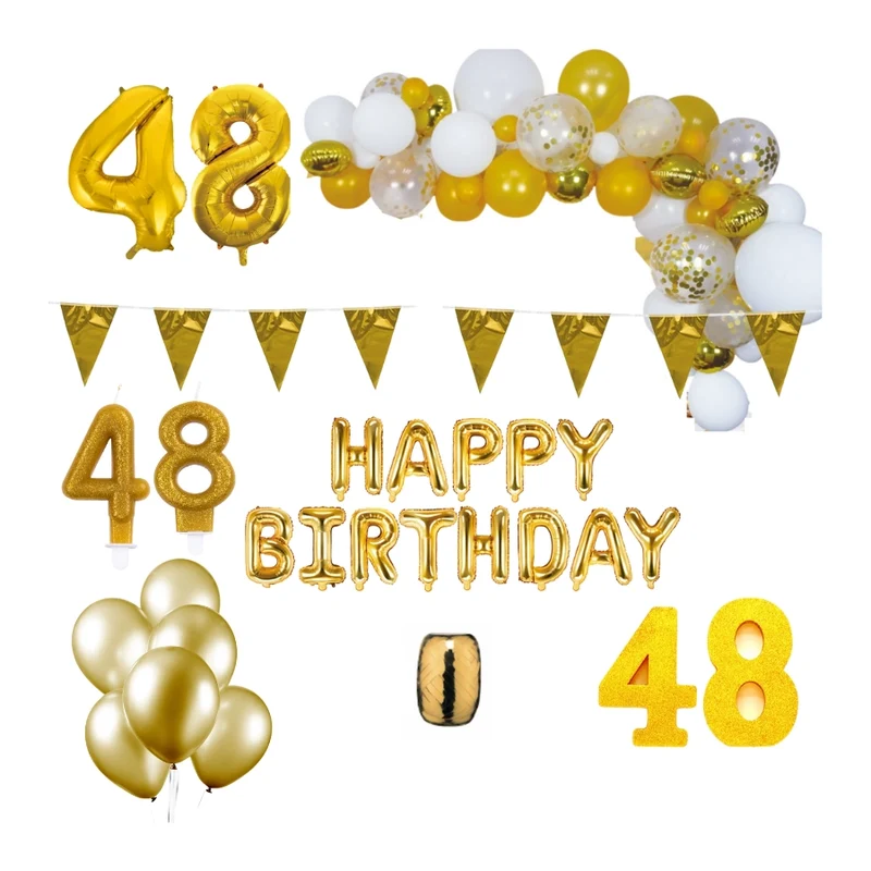 48 jaar Verjaardag Versiering Pakket Goud XL