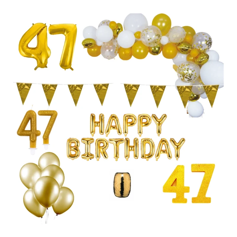 47 jaar Verjaardag Versiering Pakket Goud XL