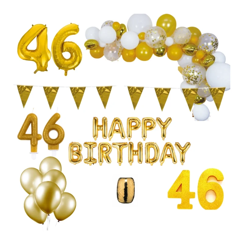 46 jaar Verjaardag Versiering Pakket Goud XL