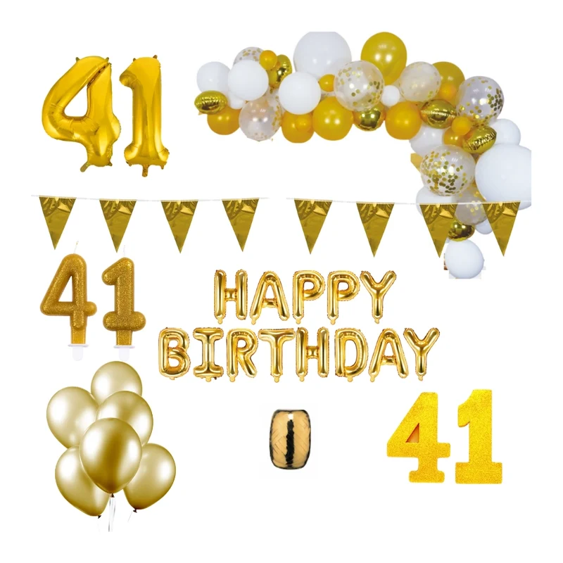 41 jaar Verjaardag Versiering Pakket Goud XL