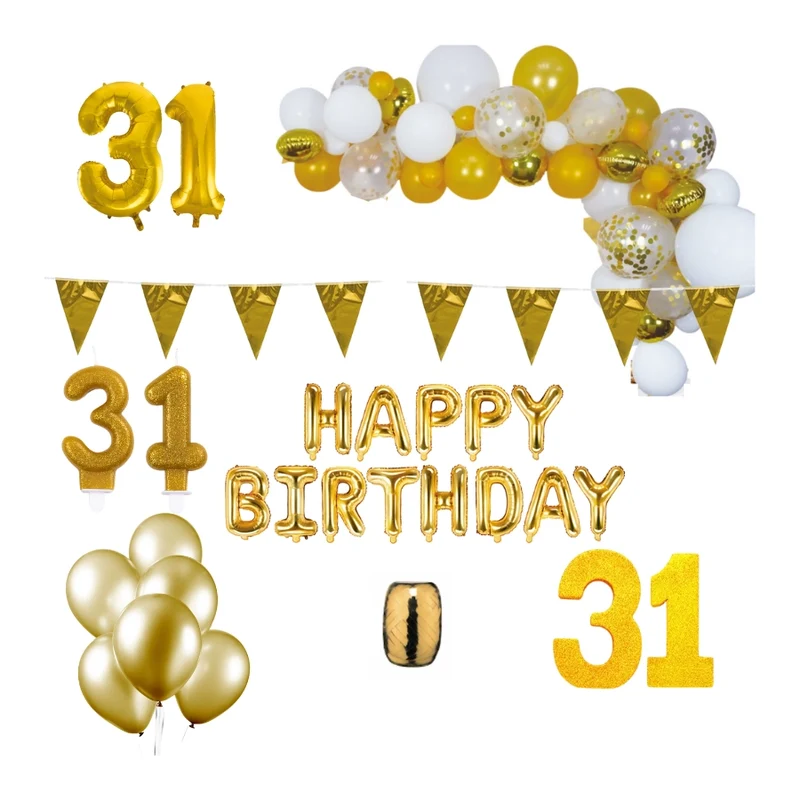 31 jaar Verjaardag Versiering Pakket Goud XL