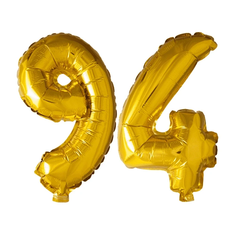 Folieballon 94 jaar Goud 41cm