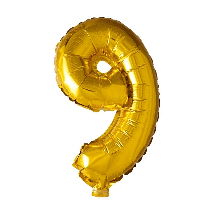 Folieballon 9 jaar Goud 41cm