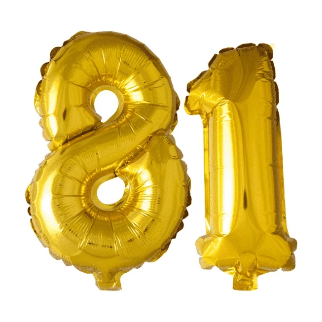 Folieballon 81 jaar Goud 41cm