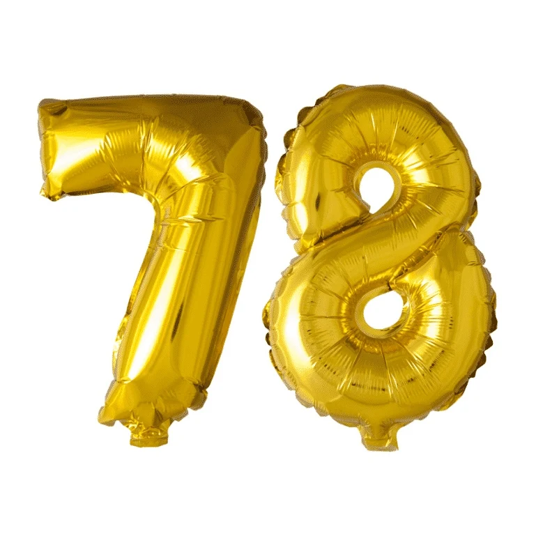 Folieballon 78 jaar Goud 41cm