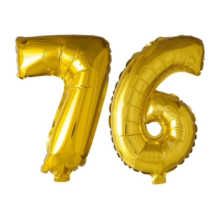 Folieballon 76 jaar Goud 41cm