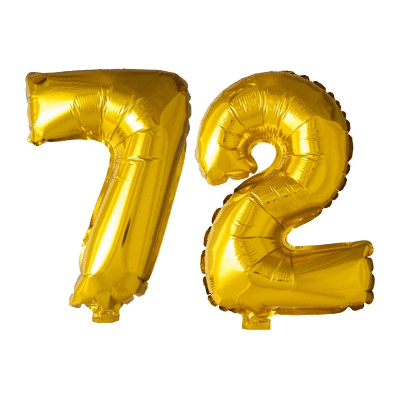 Folieballon 72 jaar Goud 41cm