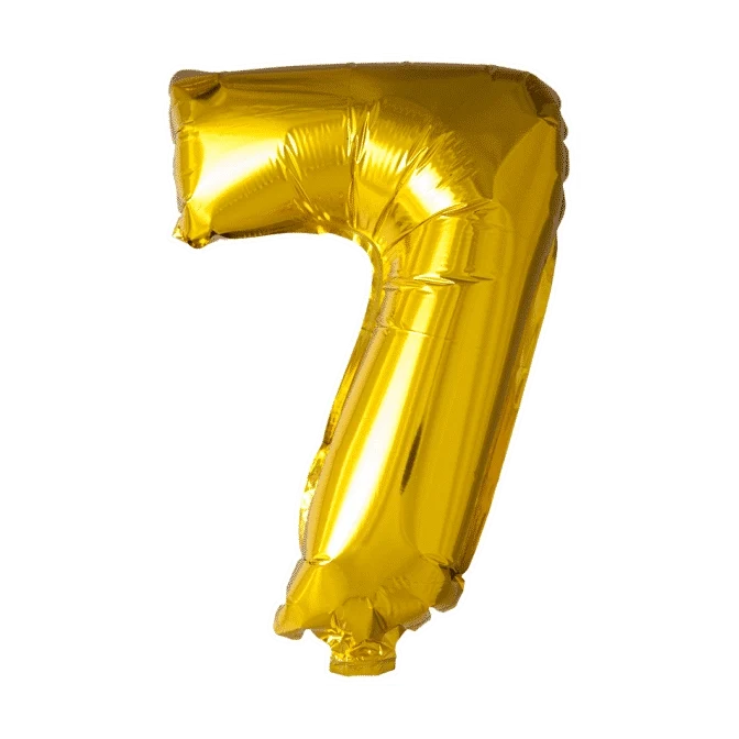 Folieballon 7 jaar Goud 41cm