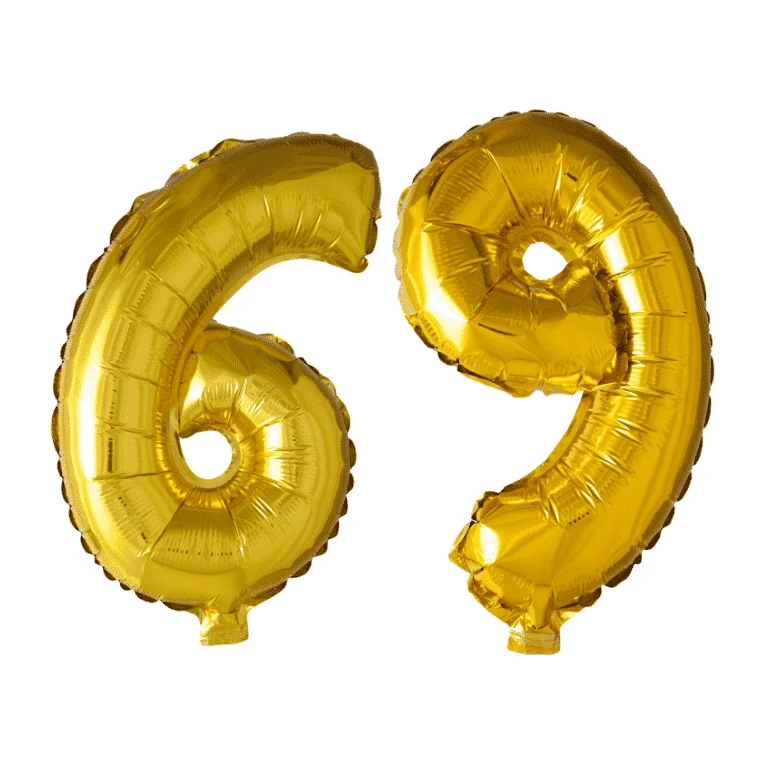 Folieballon 69 jaar Goud 41cm