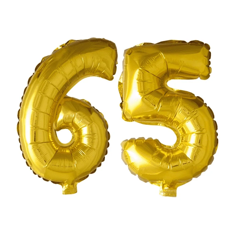 Folieballon 65 jaar Goud 41cm
