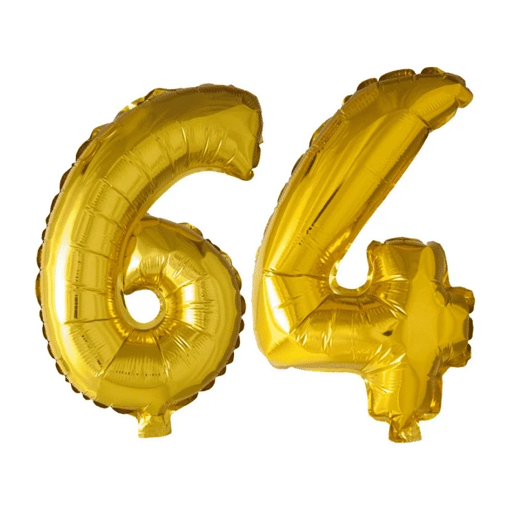 Folieballon 64 jaar Goud 41cm