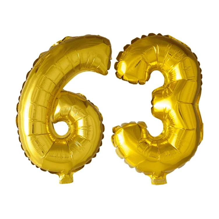 Folieballon 63 jaar Goud 41cm