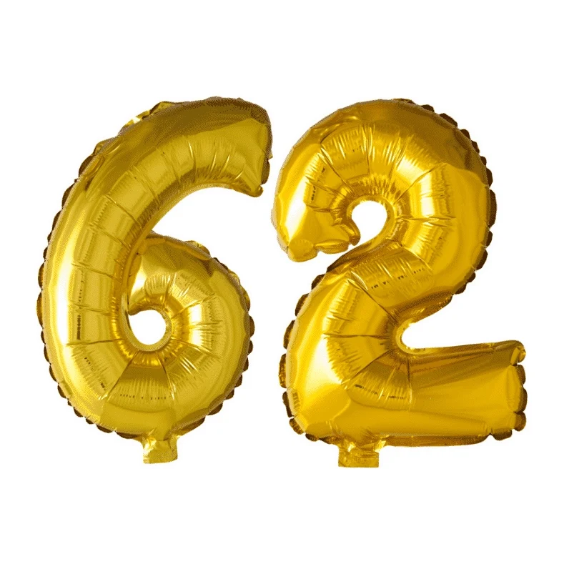 Folieballon 62 jaar Goud 41cm