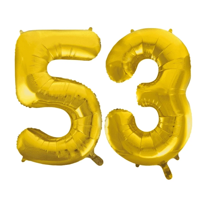 Folieballon 53 jaar Goud 41cm