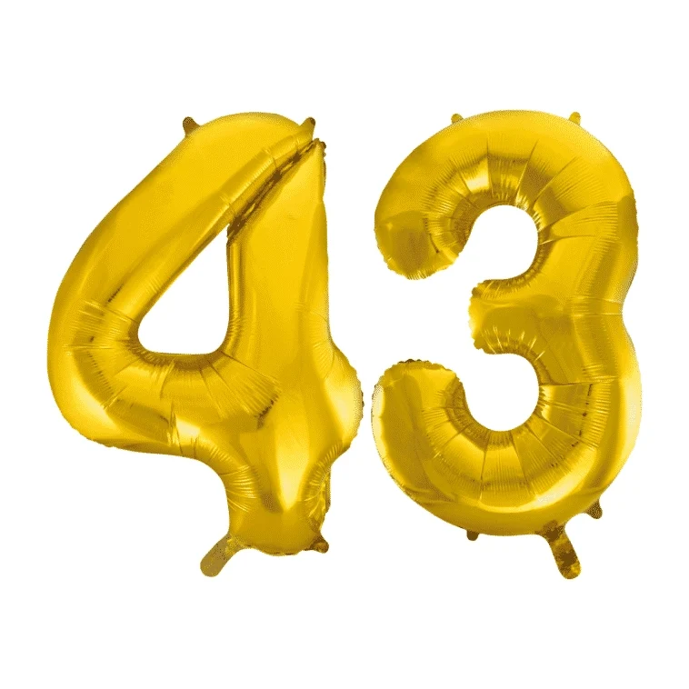 Folieballon 43 jaar Goud 41cm