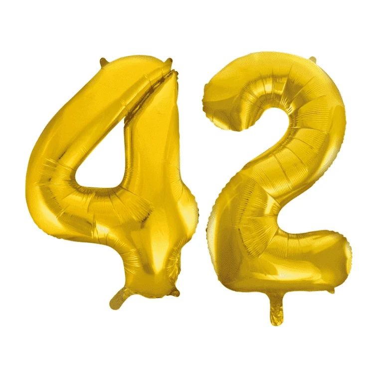 Folieballon 42 jaar Goud 41cm