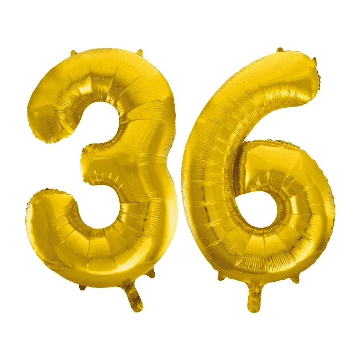 Folieballon 36 jaar Goud 41cm