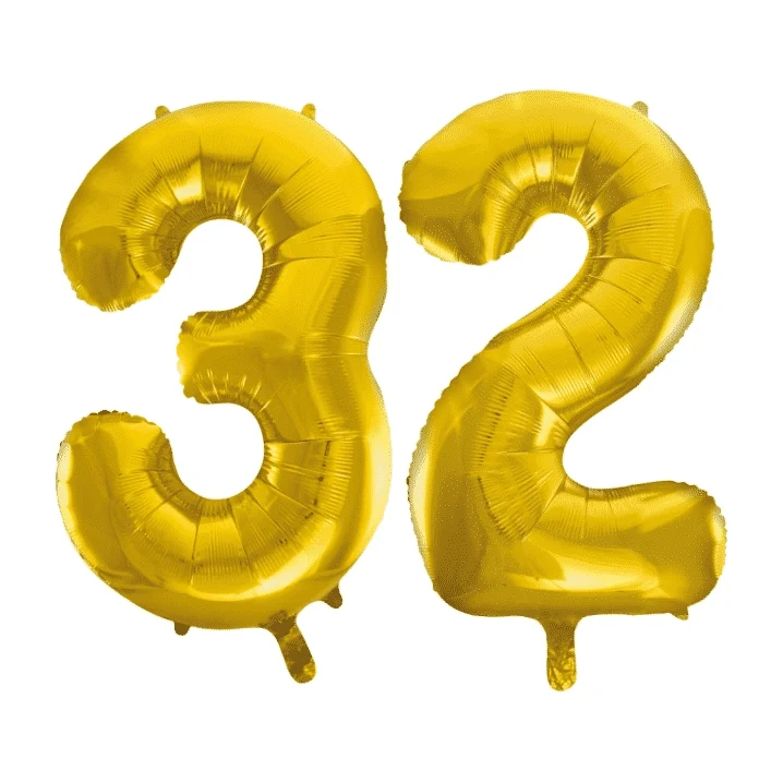 Folieballon 32 jaar Goud 41cm