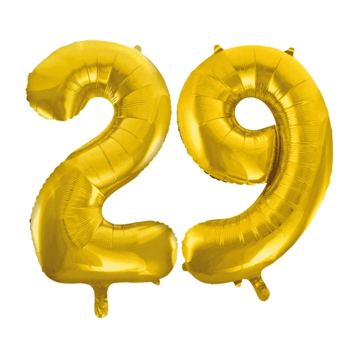 Folieballon 29 jaar Goud 41cm