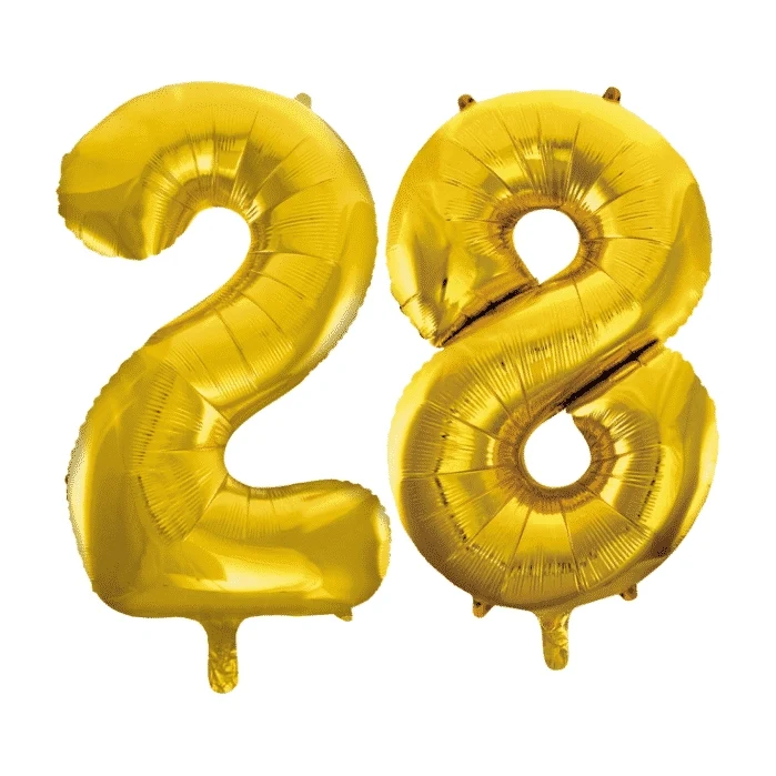 Folieballon 28 jaar Goud 41cm