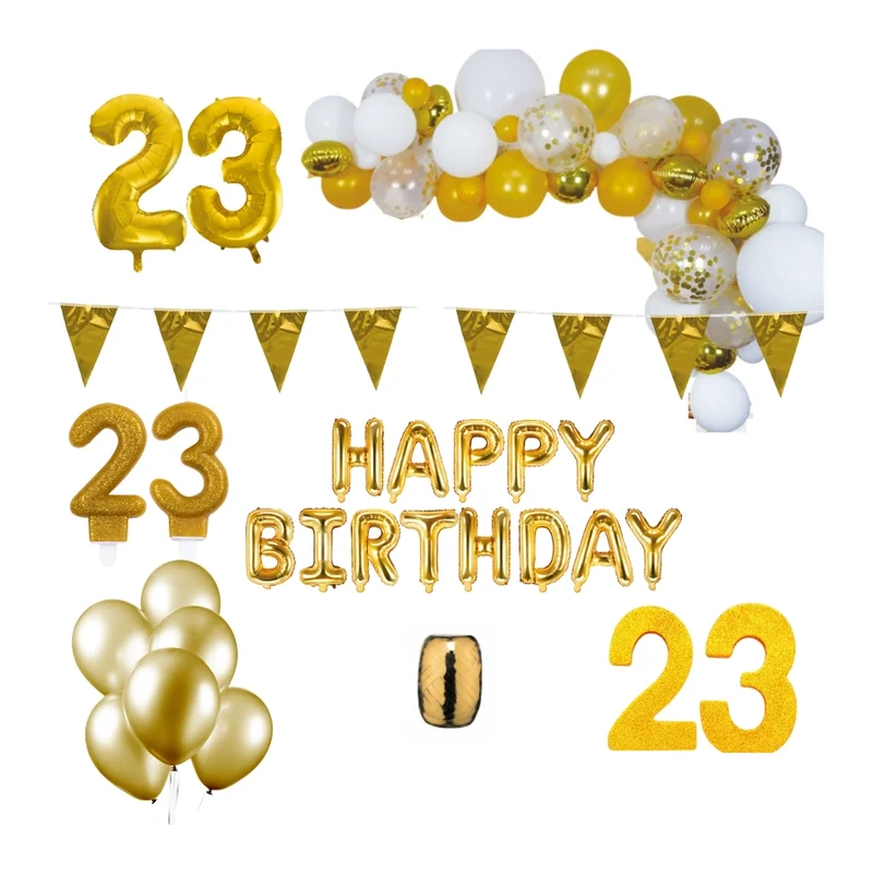 23 jaar Verjaardag Versiering Pakket Goud XL