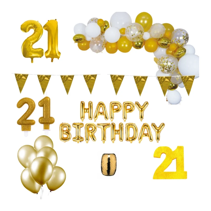 21 jaar Verjaardag Versiering Pakket Goud XL