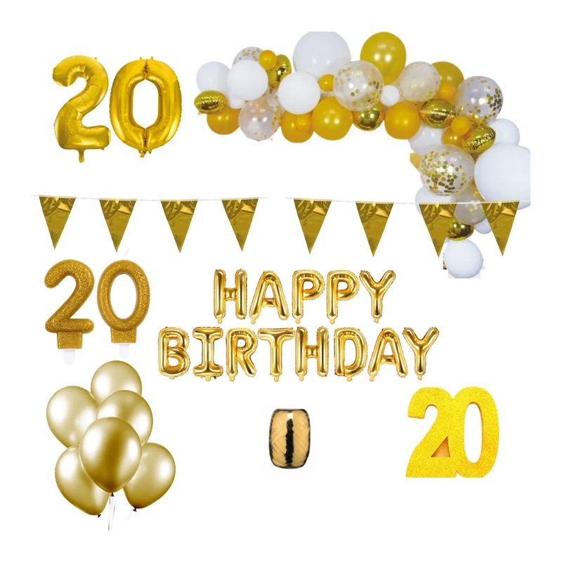 20 jaar Verjaardag Versiering Pakket Goud XL