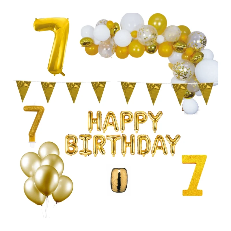 7 jaar Verjaardag Versiering Pakket Goud XL