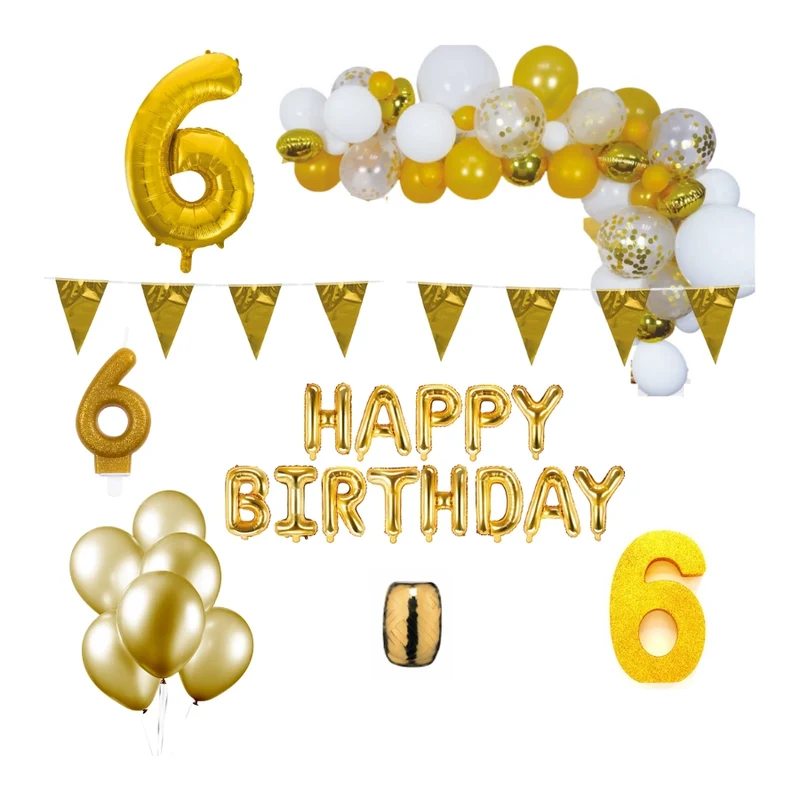 6 jaar Verjaardag Versiering Pakket Goud XL