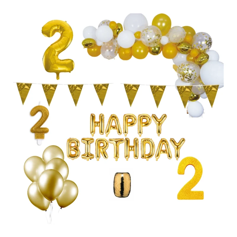 2 jaar Verjaardag Versiering Pakket Goud XL