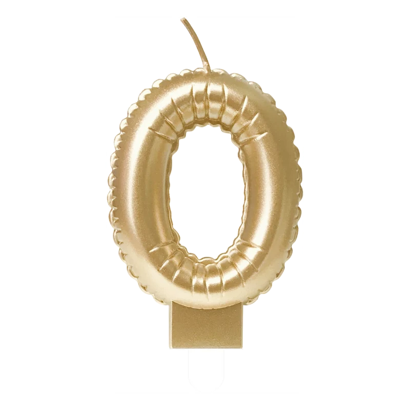 Folieballon cijfer kaars Goud 0