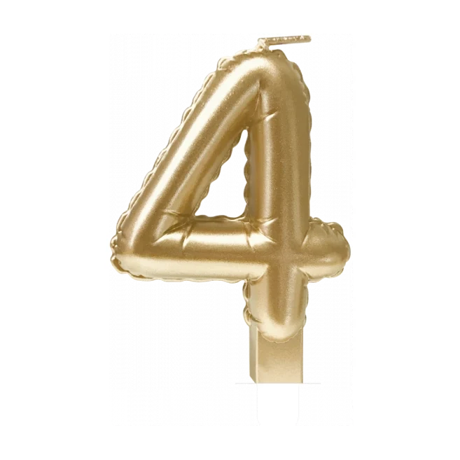 Folieballon cijfer kaars Goud 4