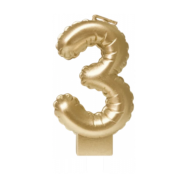 Folieballon cijfer kaars Goud 3